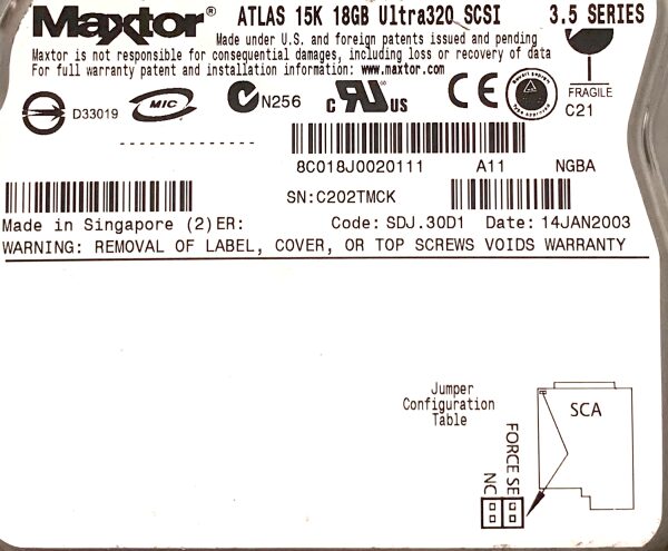 هارد اسکازی Maxtor 18GB 15K SCA