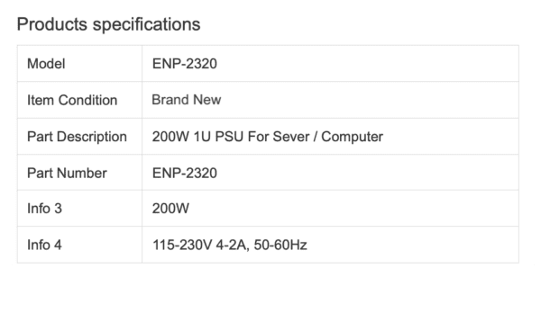 Power Enhance ENP-2320 200W Power Enhance ENP-2320 200W
