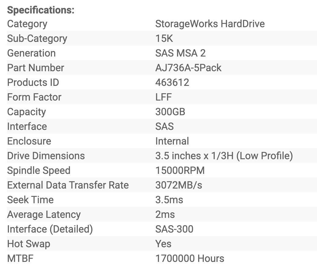 HP AJ736A 300GB 15K SAS