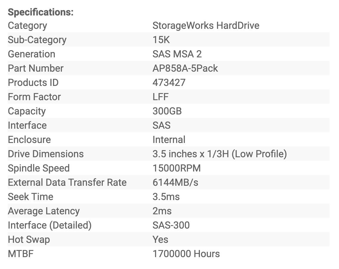 HP MSA2 AP858A 300GB 15K SAS 6G